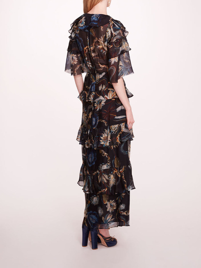 Marchesa SILK LILY FLUTTER MIDI DRESS outlook