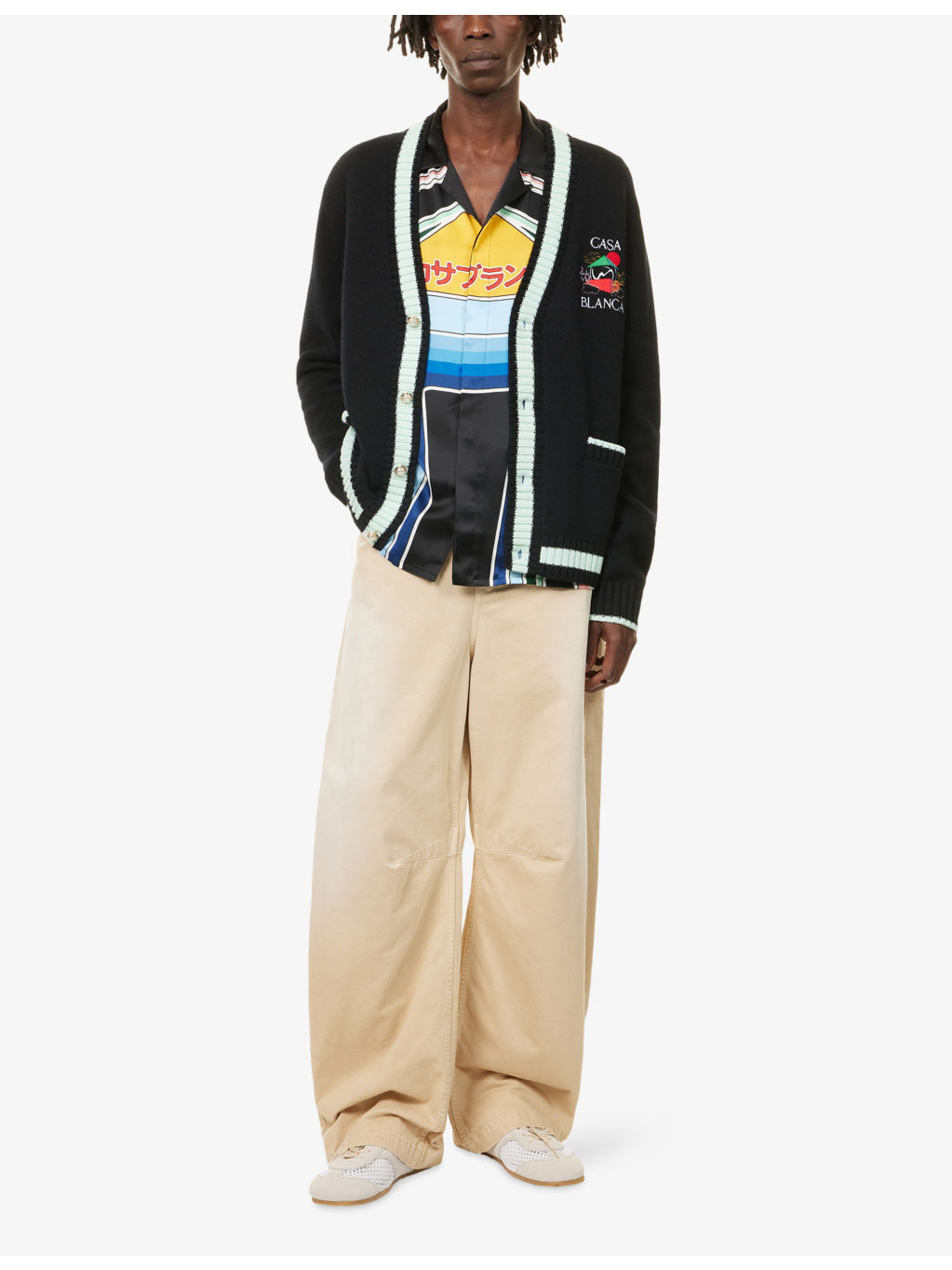 Relaxed-Fit Embroidered-Logo Wool-Knit Cardigan - 2