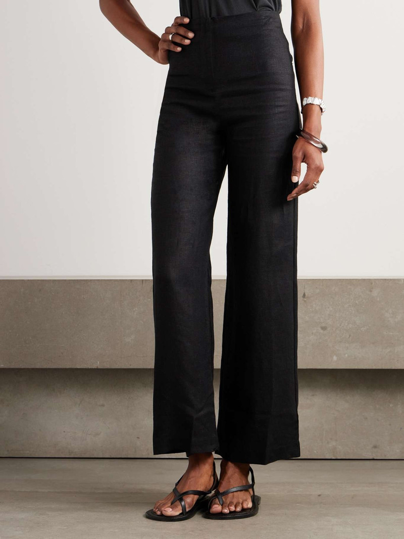 Lya linen wide-leg pants Black 3