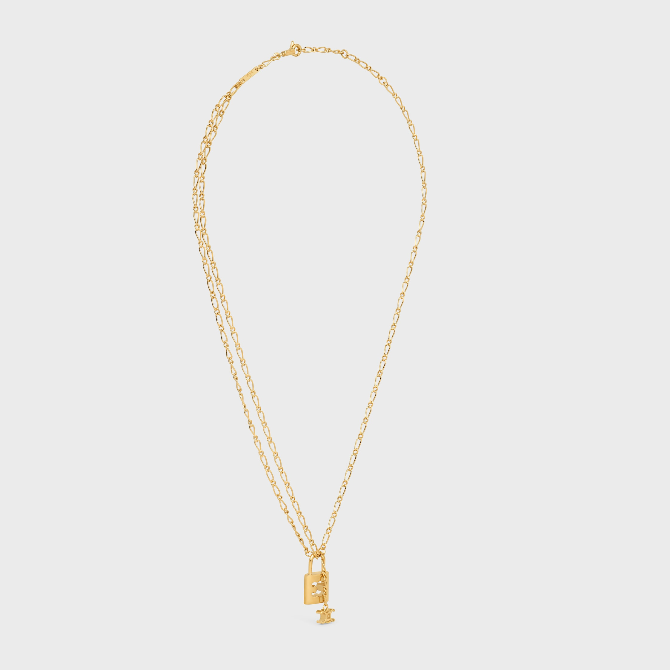 Triomphe Lock Necklace in Brass with Gold Finish - 3