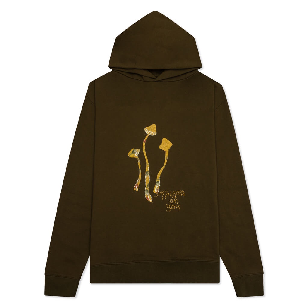 MUSHROOM LONG-SLEEVED HOODED SWEATSHIRT - MILITARY OLIVE - 1