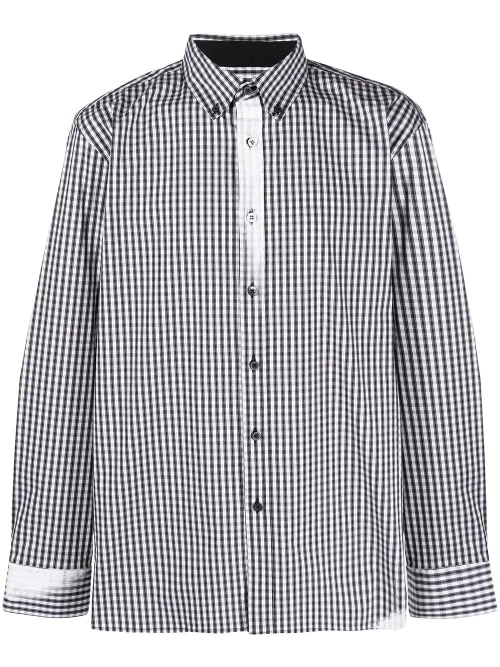 gingham-check cotton-blend shirt - 1