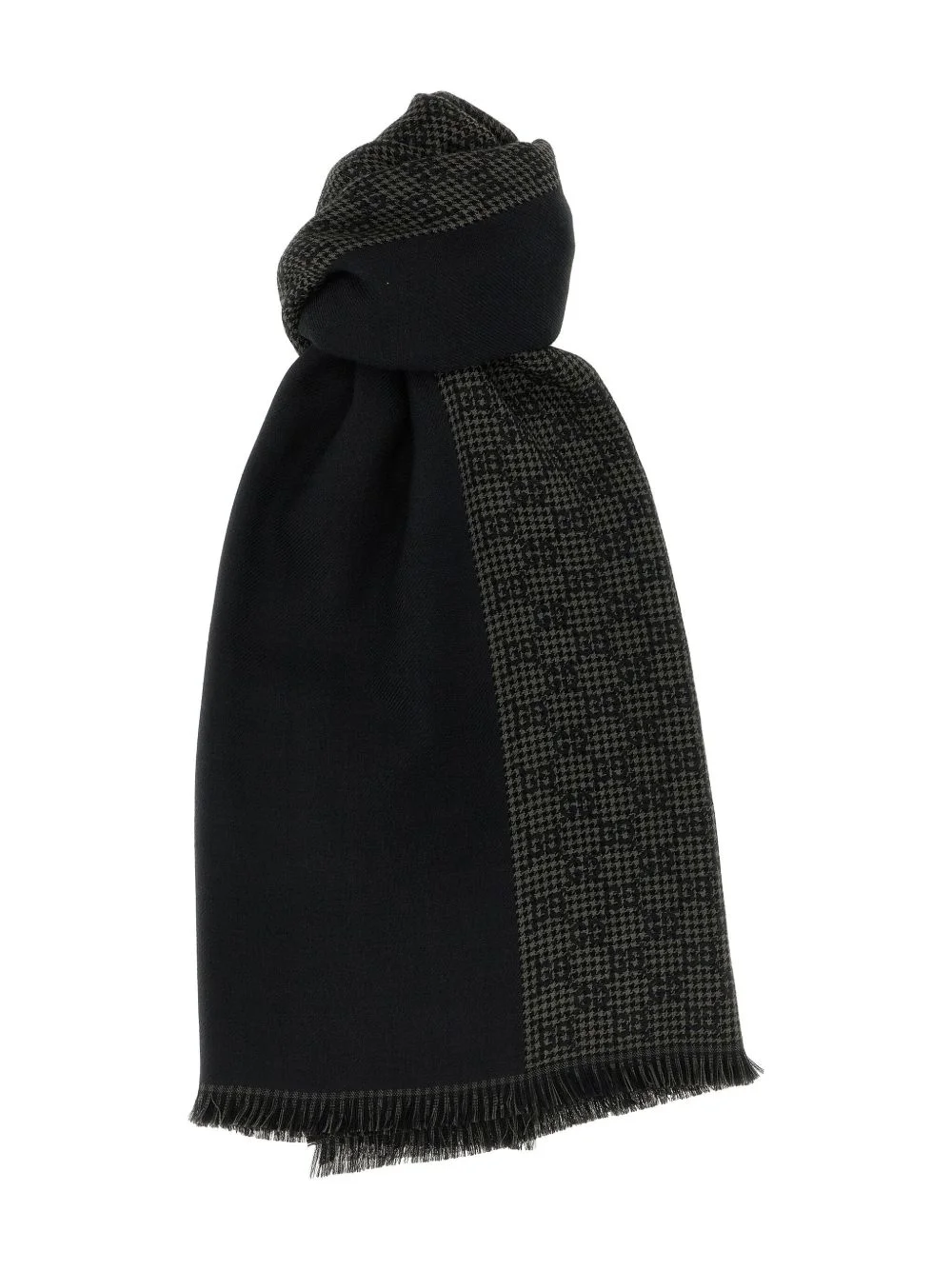 GG jacquard fringed scarf - 1