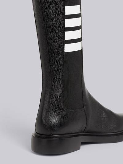 Thom Browne Black Pebble Grain Leather 4-Bar Lightweight Rubber Sole Knee High Chelsea Boot outlook