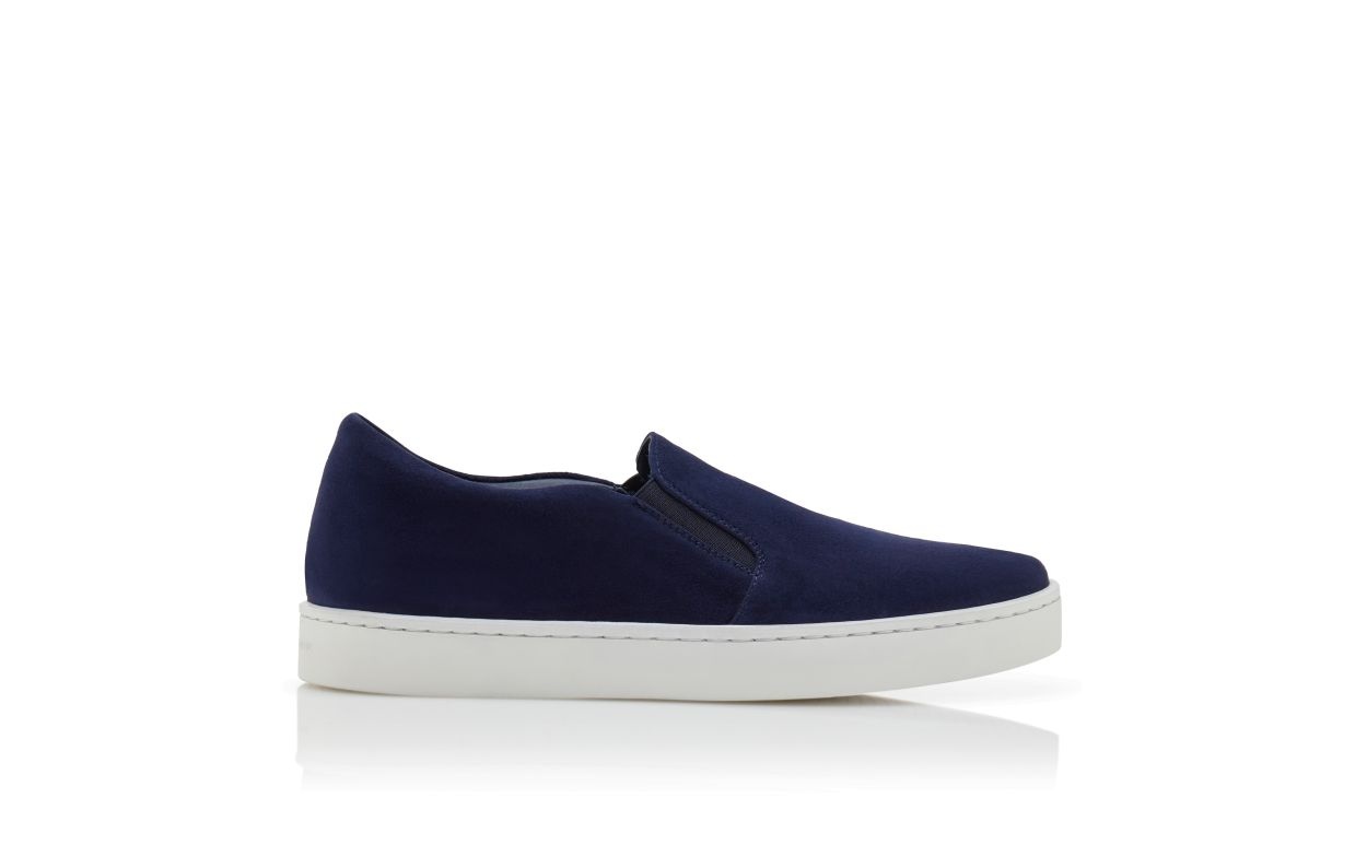 Navy Blue Suede Slip On Sneakers - 1