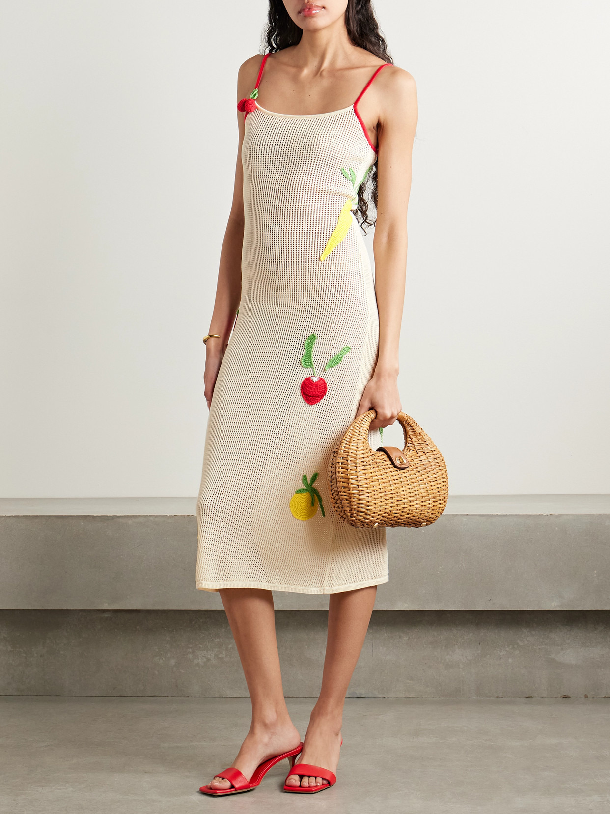Adeline Appliquéd Crocheted Cotton Midi Dress - 2