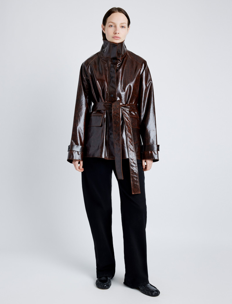 Finch Raincoat In Lacquered Cotton 7