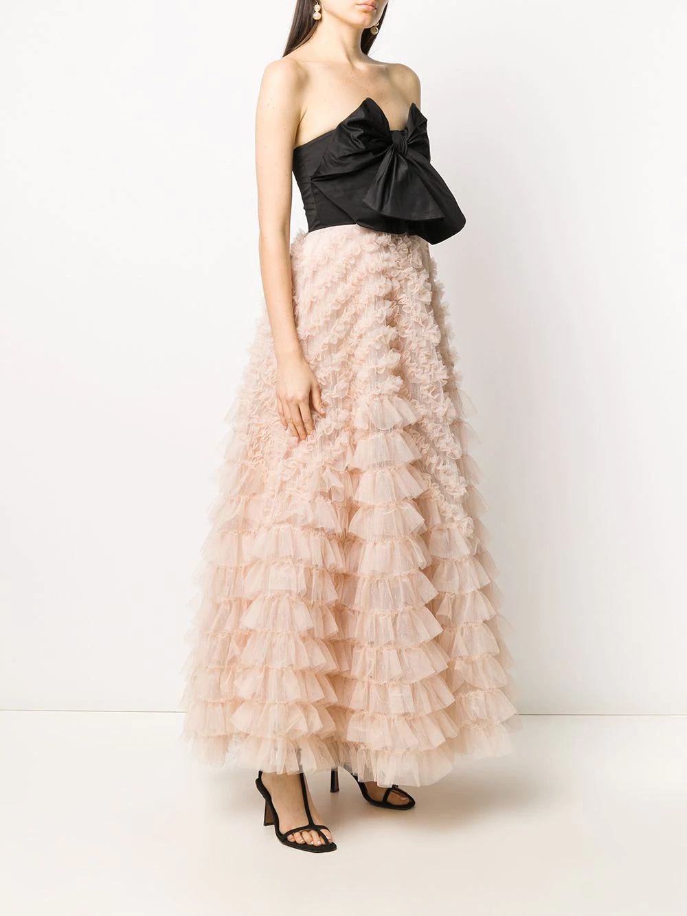 bow-detail tiered tulle gown - 3