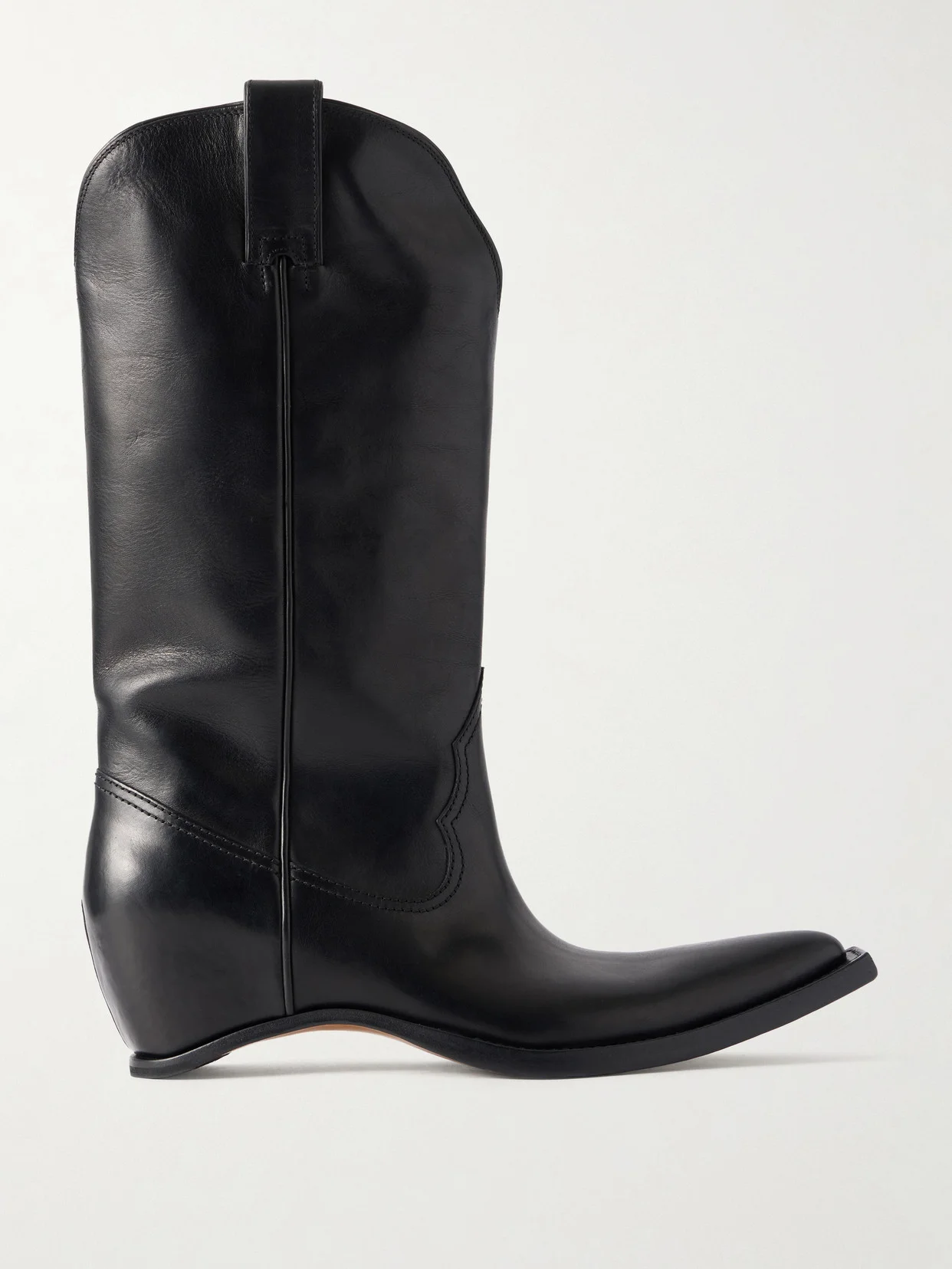 Concealed Heel Leather Cowboy Boots - 1