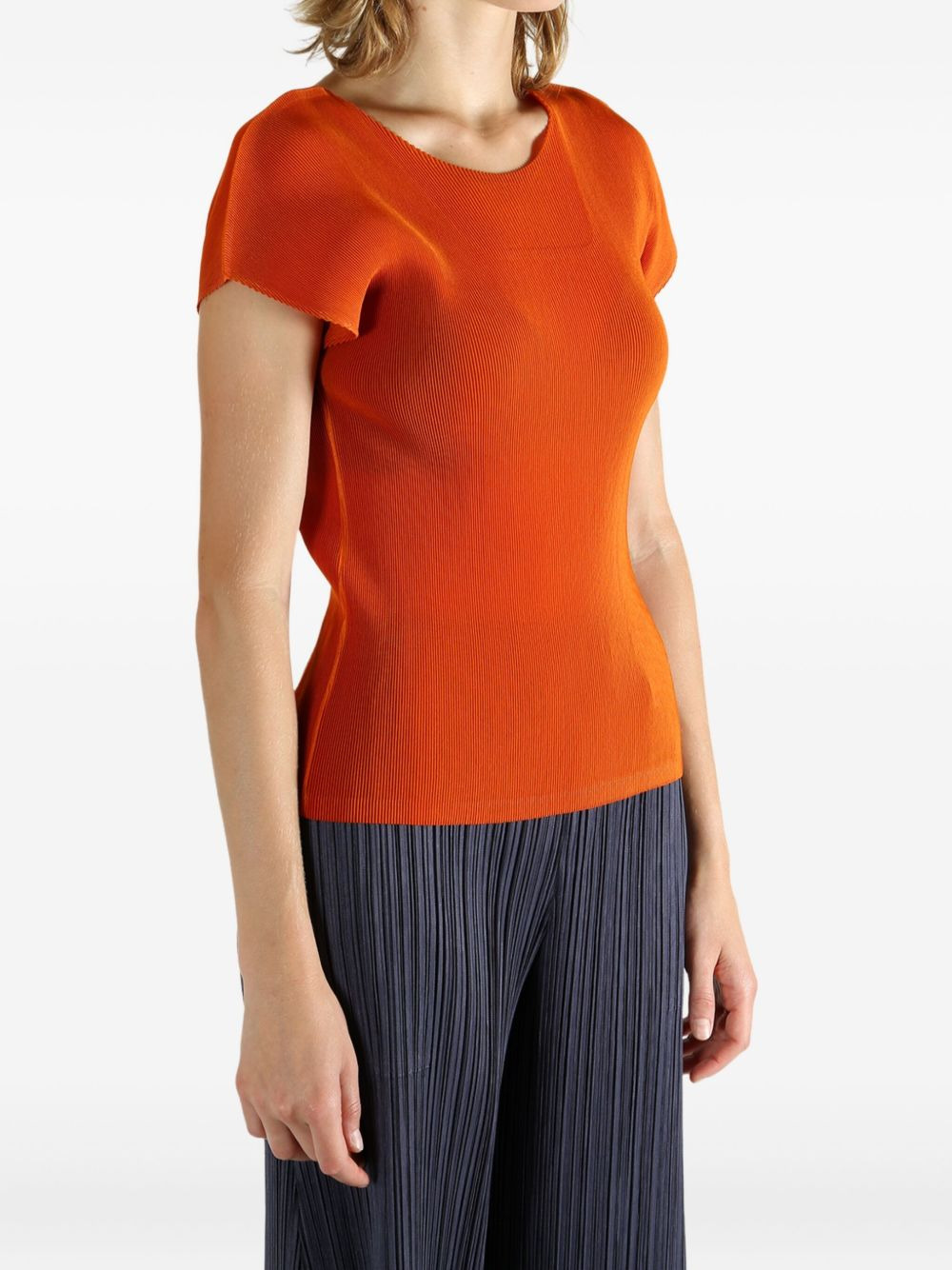 short-sleeve pleated top - 3