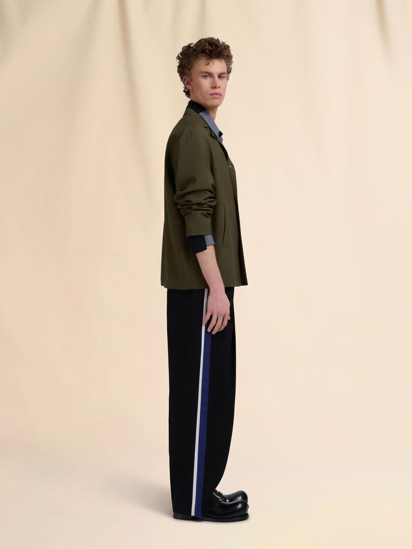 BLUE TROPICAL WOOL SHIRT WITH CONTRAST BACK - 5