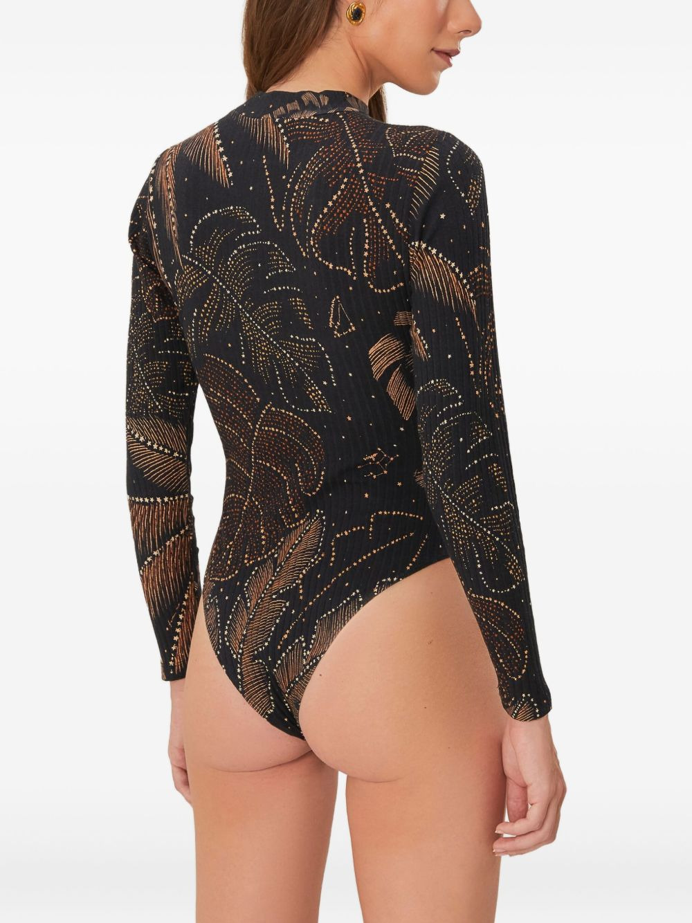 leaf-print ribbed top - 3