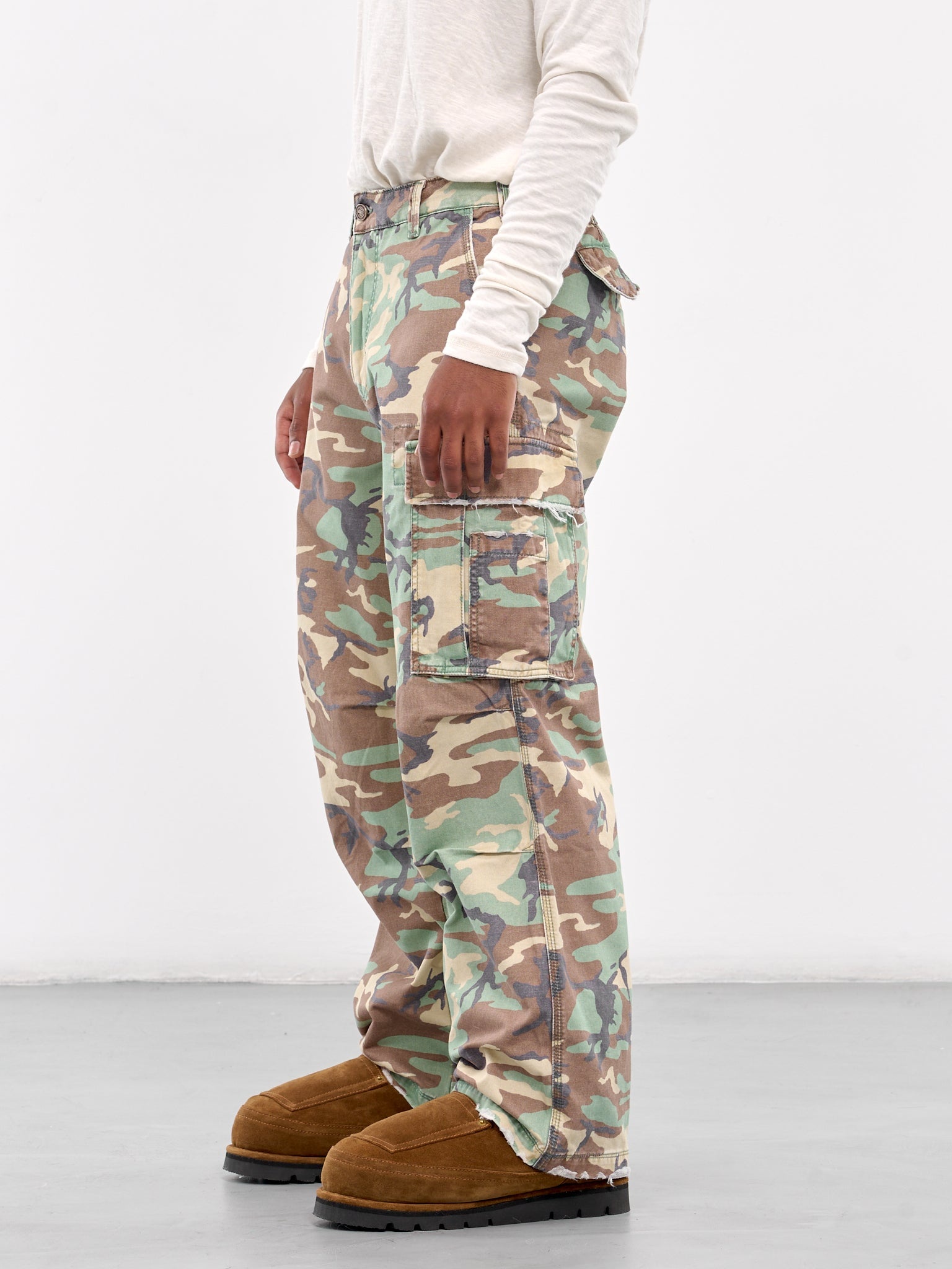 【M】 ERL CAMO CARGO PANTS WOVEN ERL Camo Cargo Pants in Khaki | SVD USA