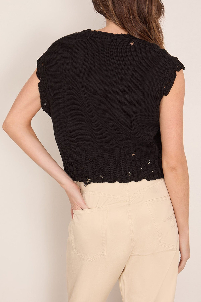 V-Neck Sweater Vest in Black 4