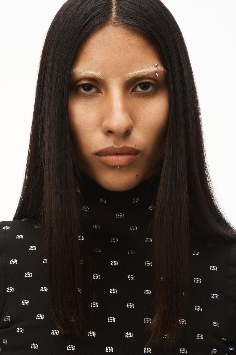 hotfix logo turtleneck in crystal nylon 3