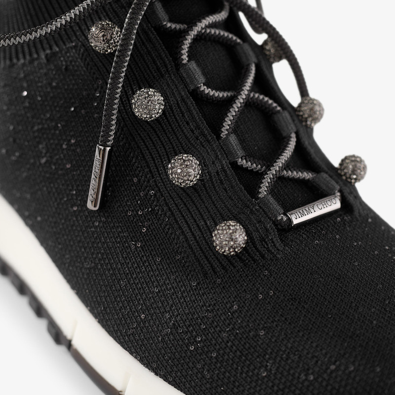 Veles Black Sequin Knit Trainers 4