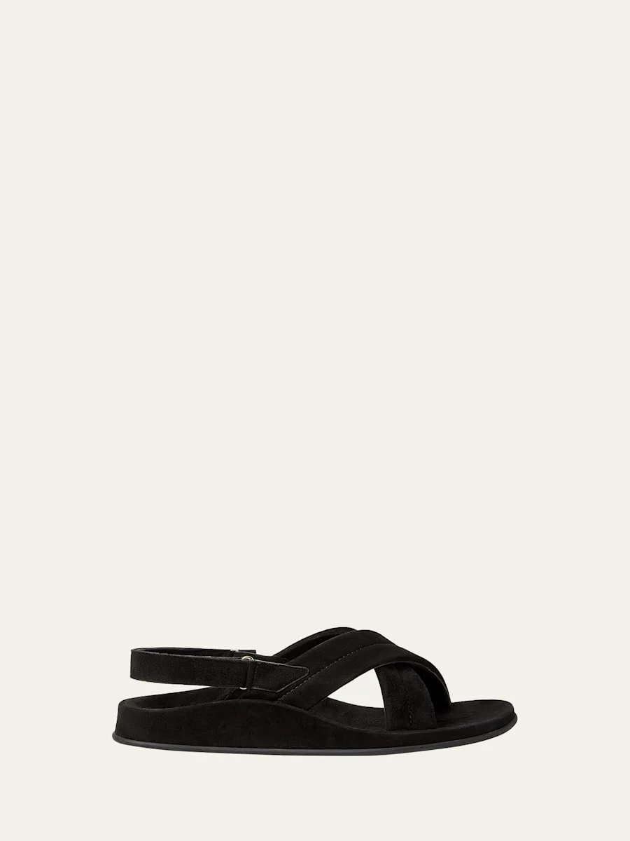 Hector Suede Crisscross Flat Sandals - 1
