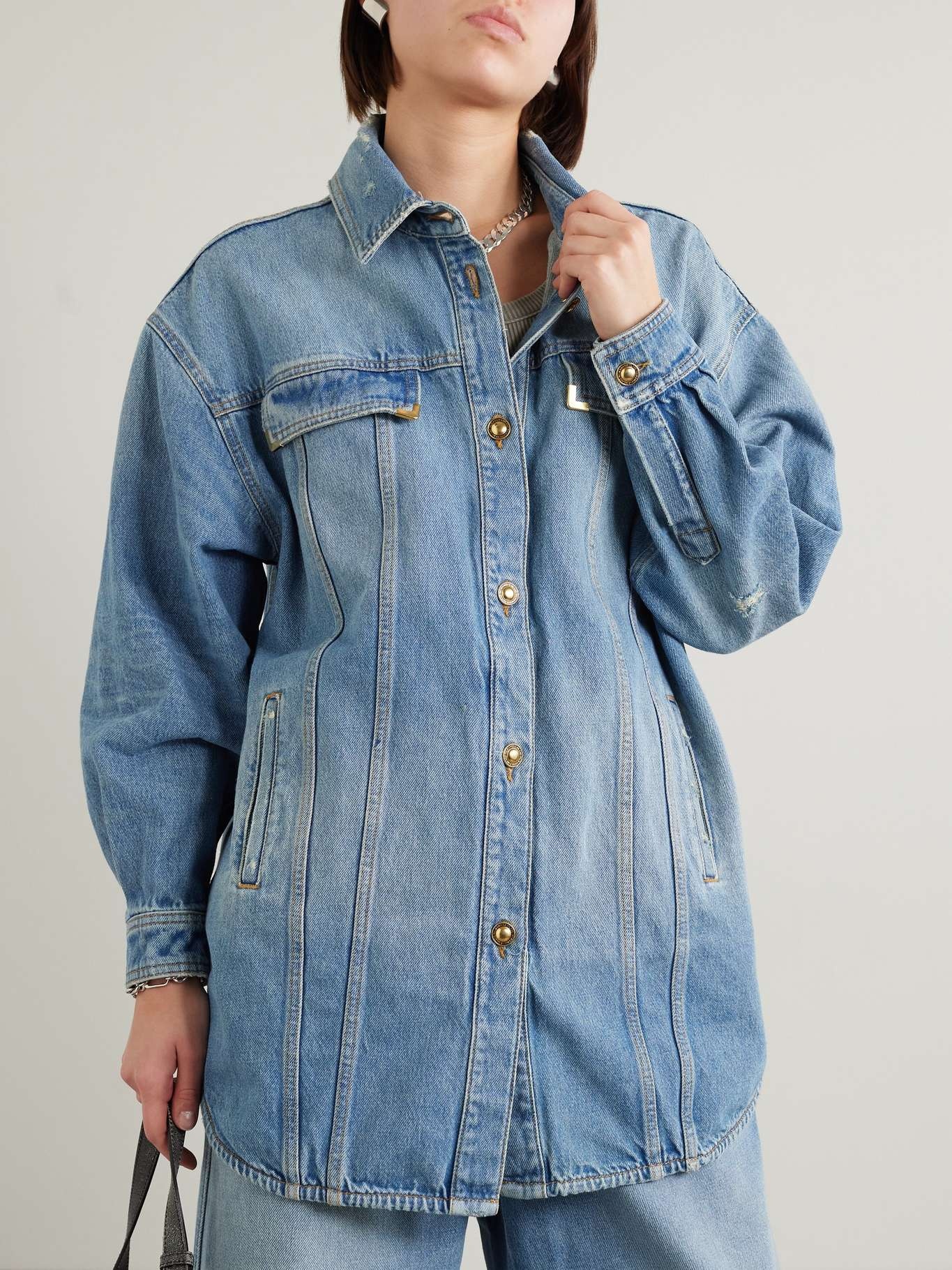 Printed denim overshirt - 3