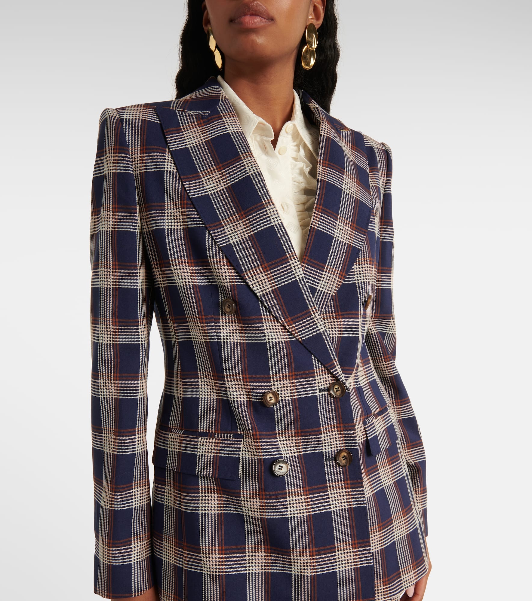 Checked wool blazer - 4