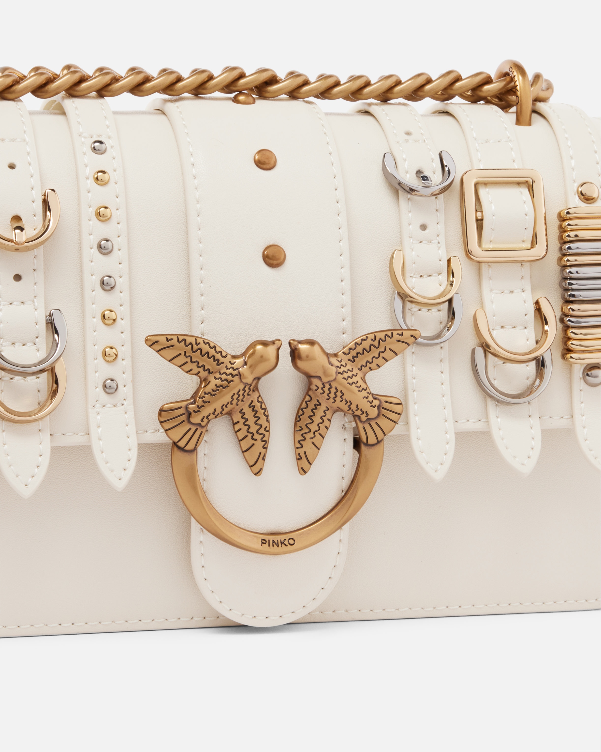 LOVE BAG SMALL CROSSBODY BAG IN LEATHER WITH STRAPS - 3