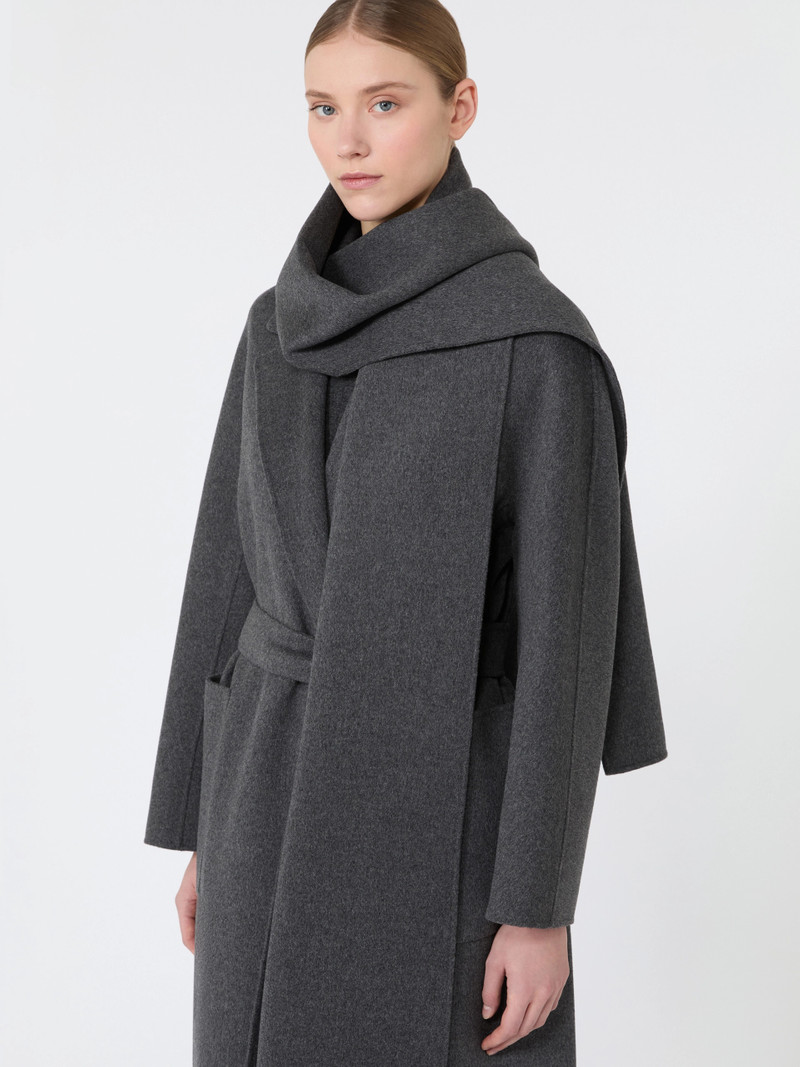 PEONIE Long double wool coat - DARK GREY 5