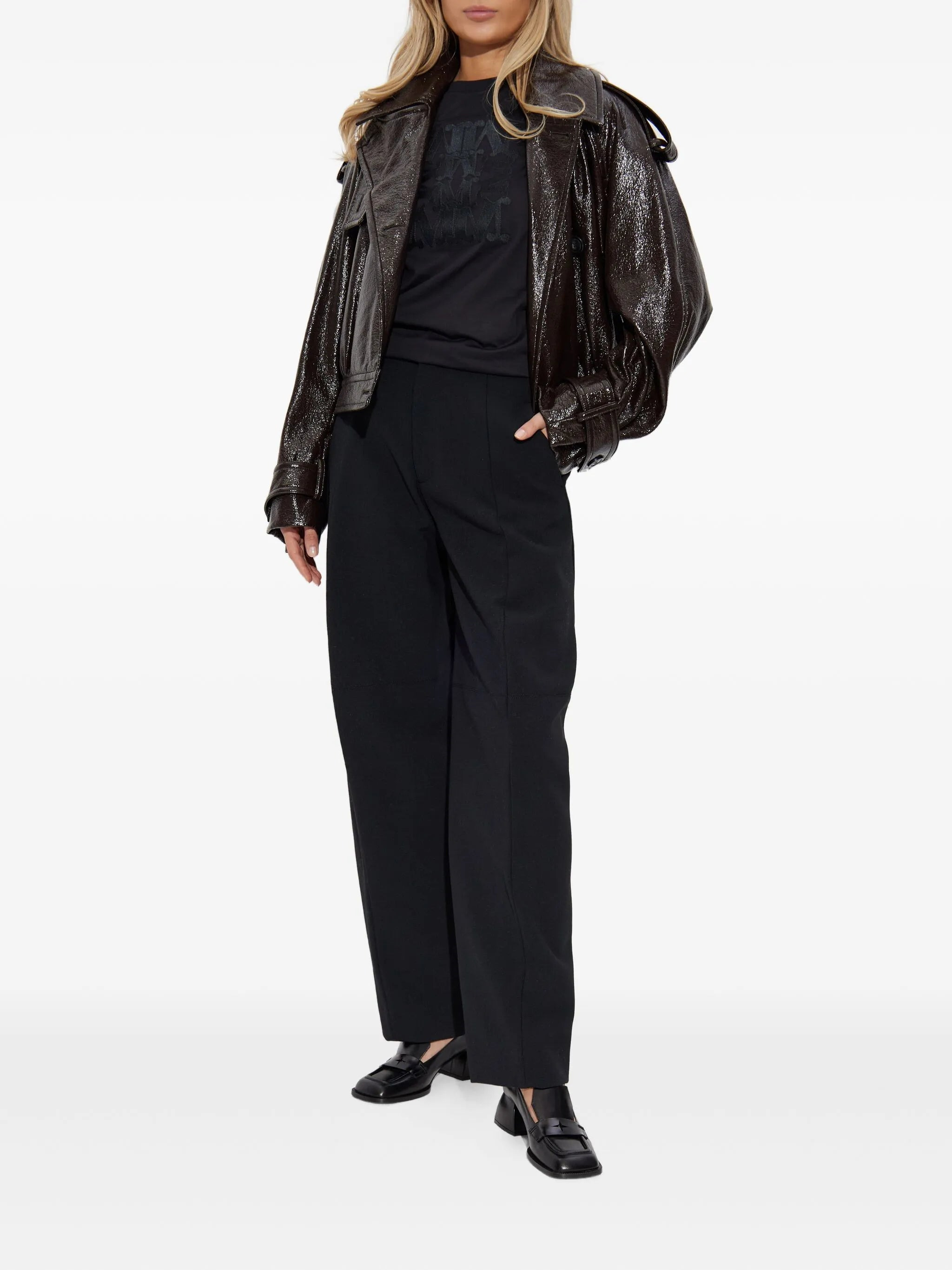 Sportmax Leather-effect Cuffed-sleeves Cropped Jacket - 2