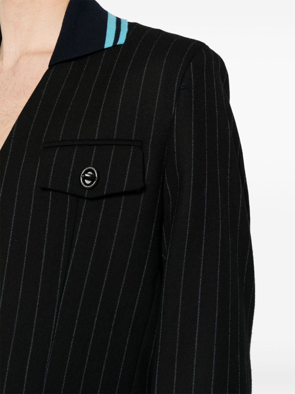 striped knit-collar jacket - 5