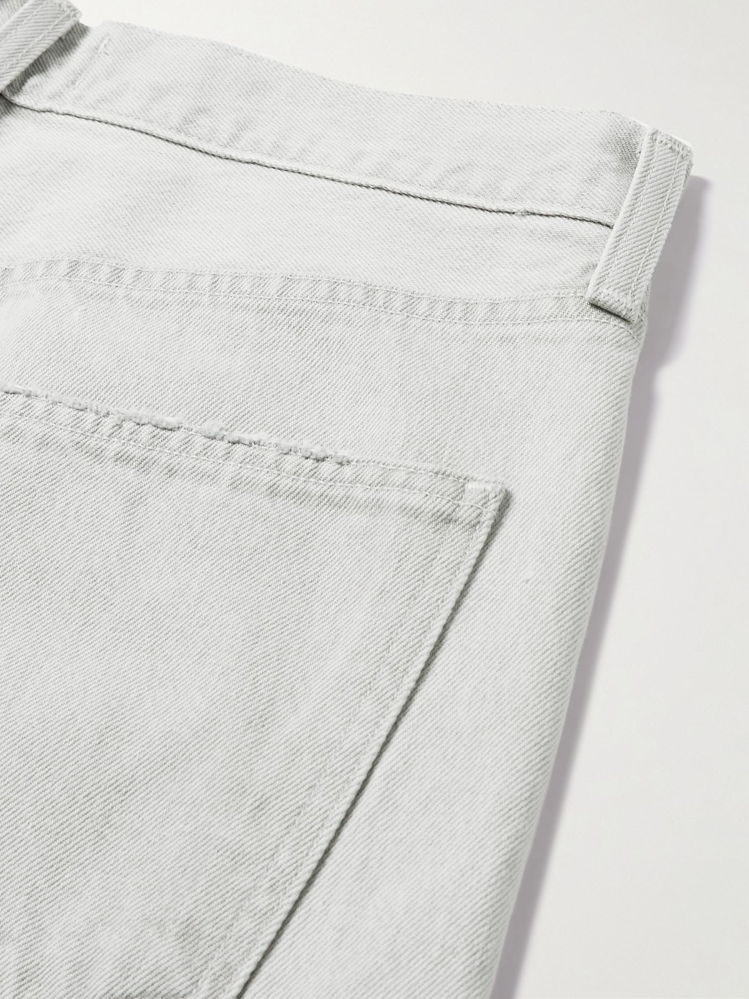 Anson Straight-Leg Frayed Organic Denim Shorts Gray - 5