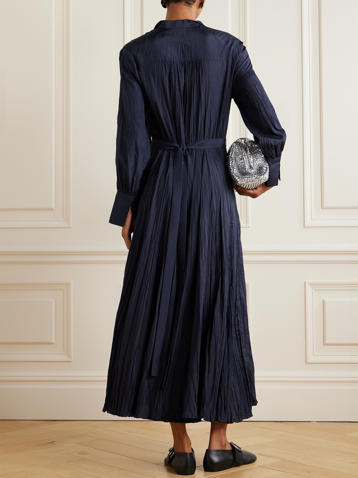 Lisa Crinkled Silk-habotai Maxi Dress - 3