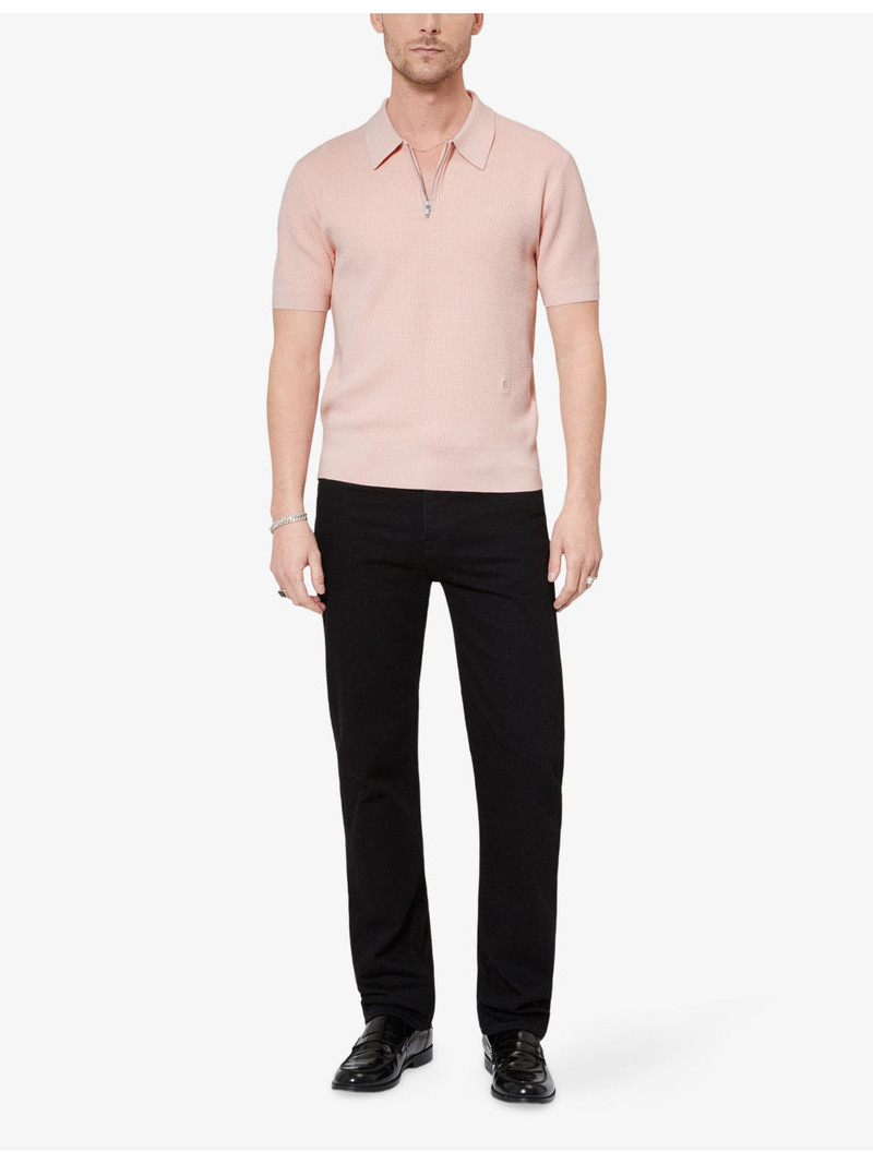 The Kooples Zipped-Neck Short-Sleeve Knitted Polo outlook