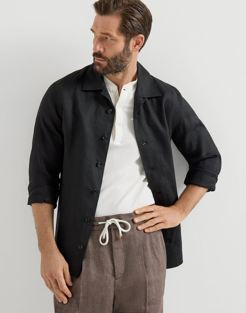 Linen easy fit shirt with Crête details 2