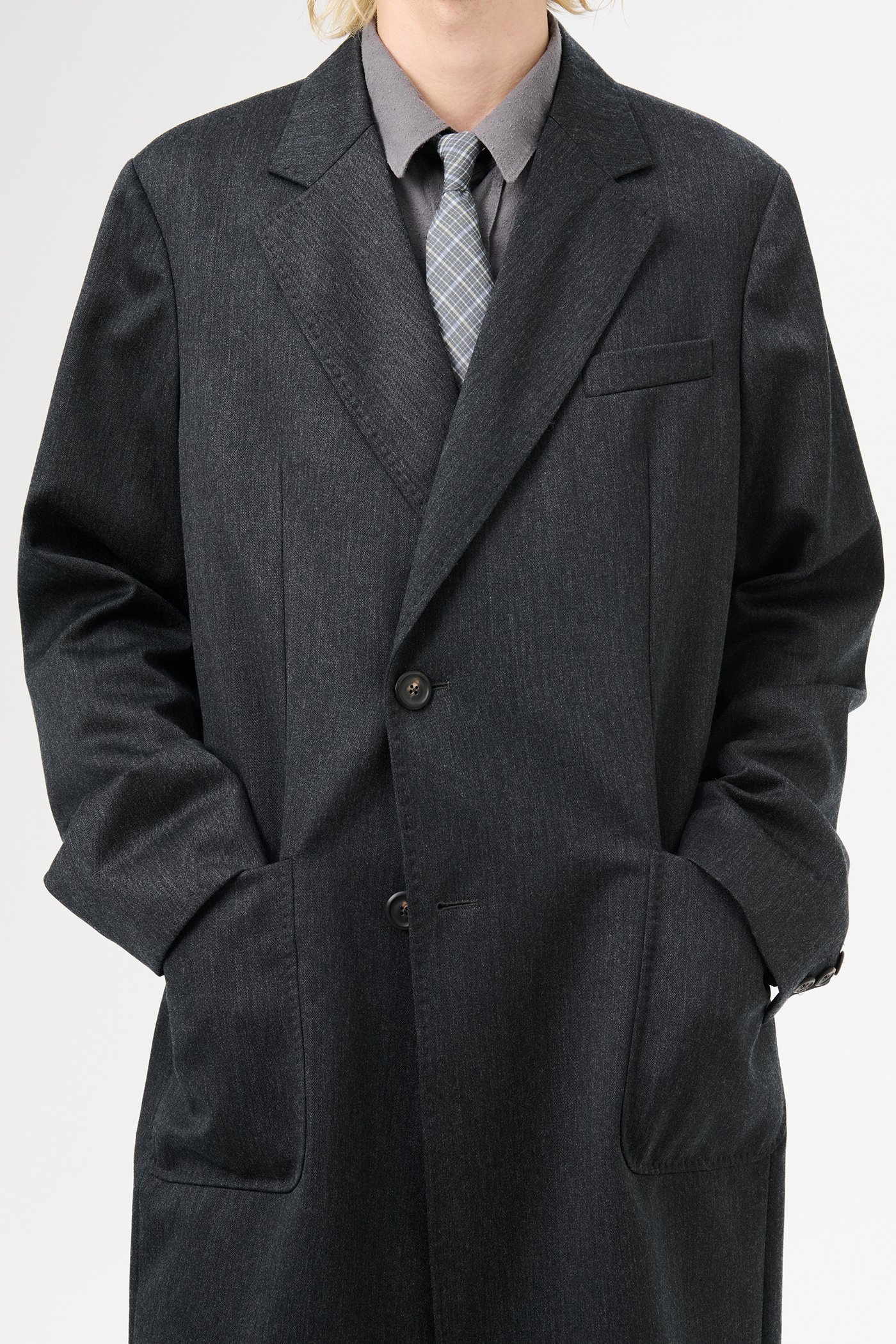 Robe Overcoat Premium Charcoal Office Wool - 3