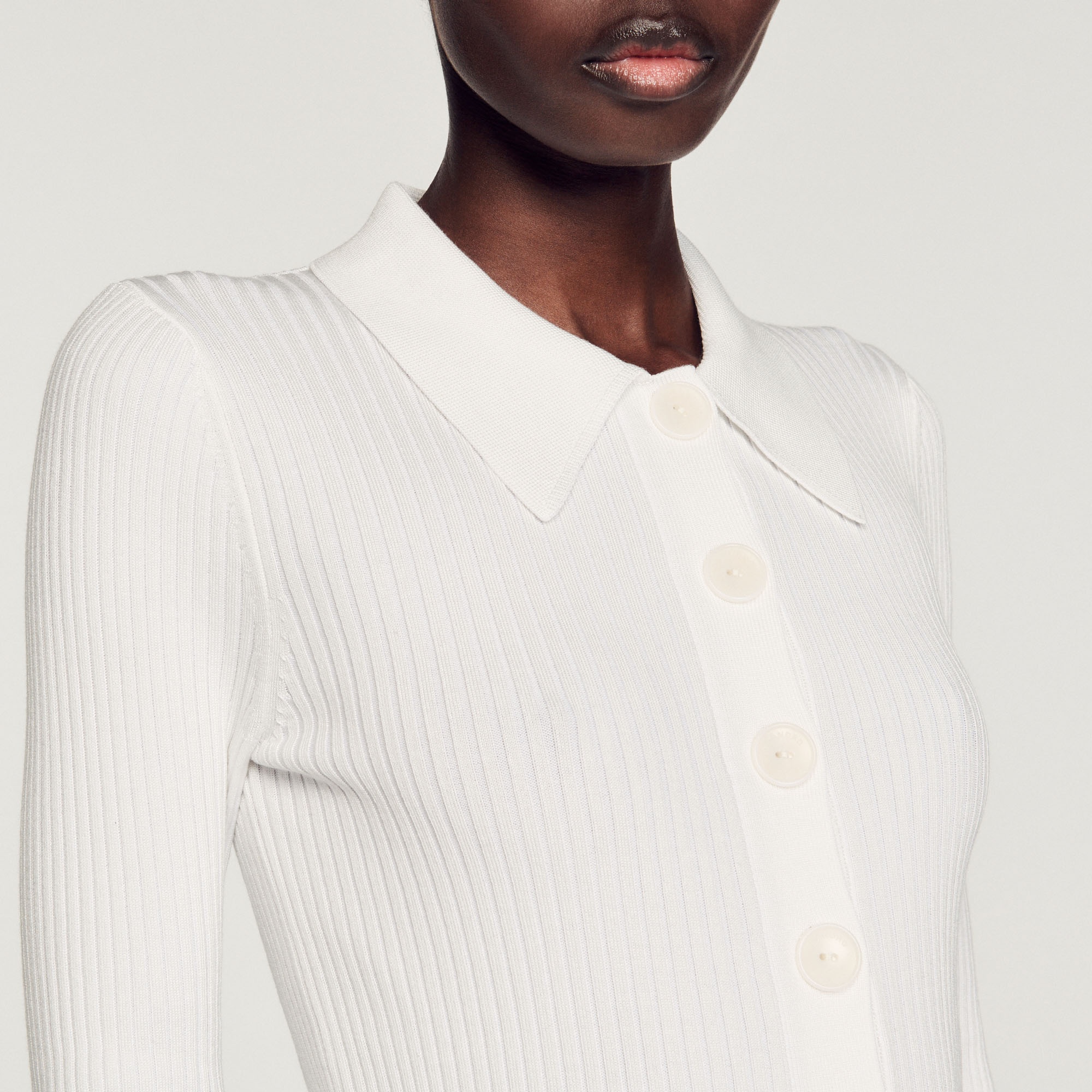 Cropped ribbed cardigan - 4