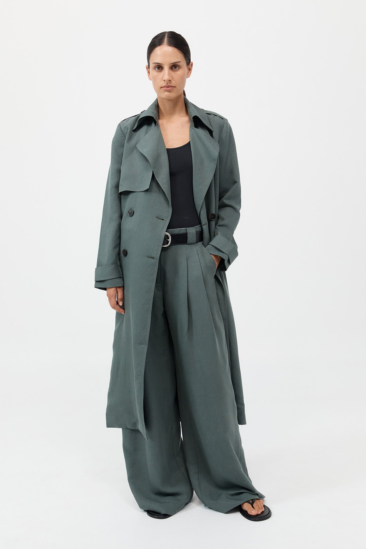 Soft Tailored Trench - Balsam Green - 5