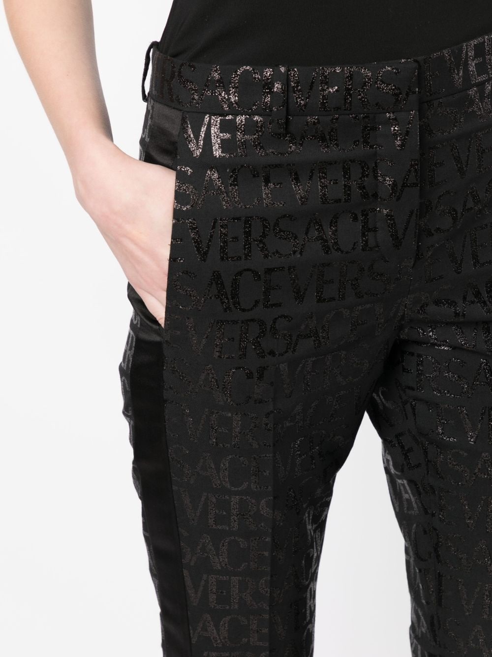 logo-jacquard flared-leg trousers - 5