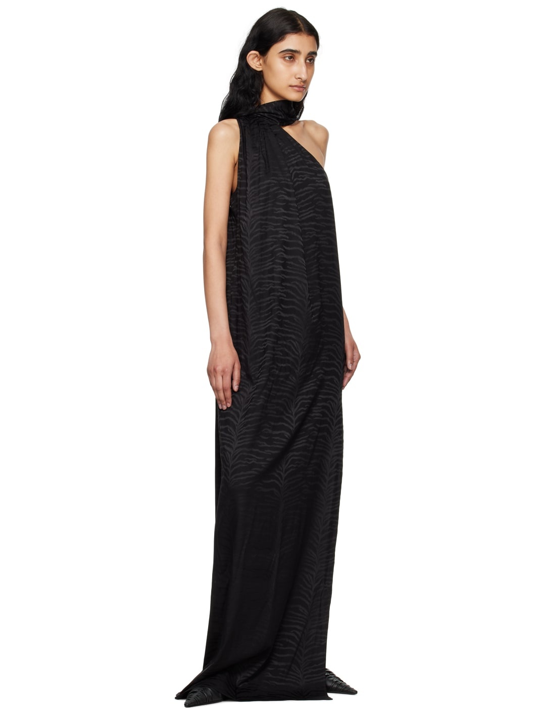 Black Tiger Print Maxi Dress - 5