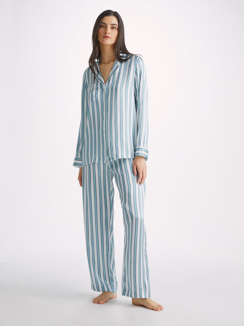 Women's Pyjamas Brindisi 90 Silk Satin Blue - 3