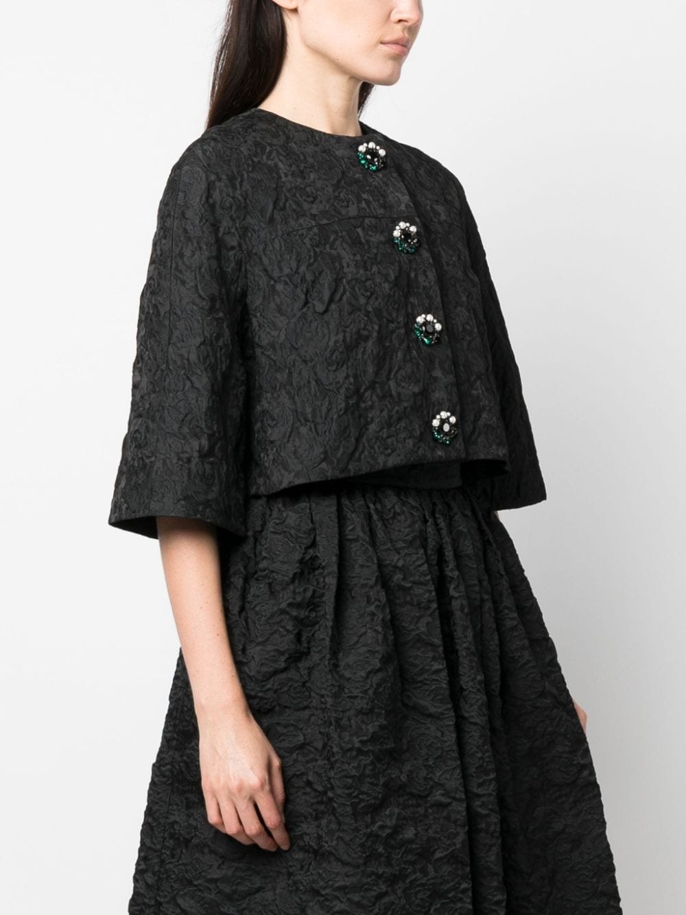 textured cropped jacket - 3
