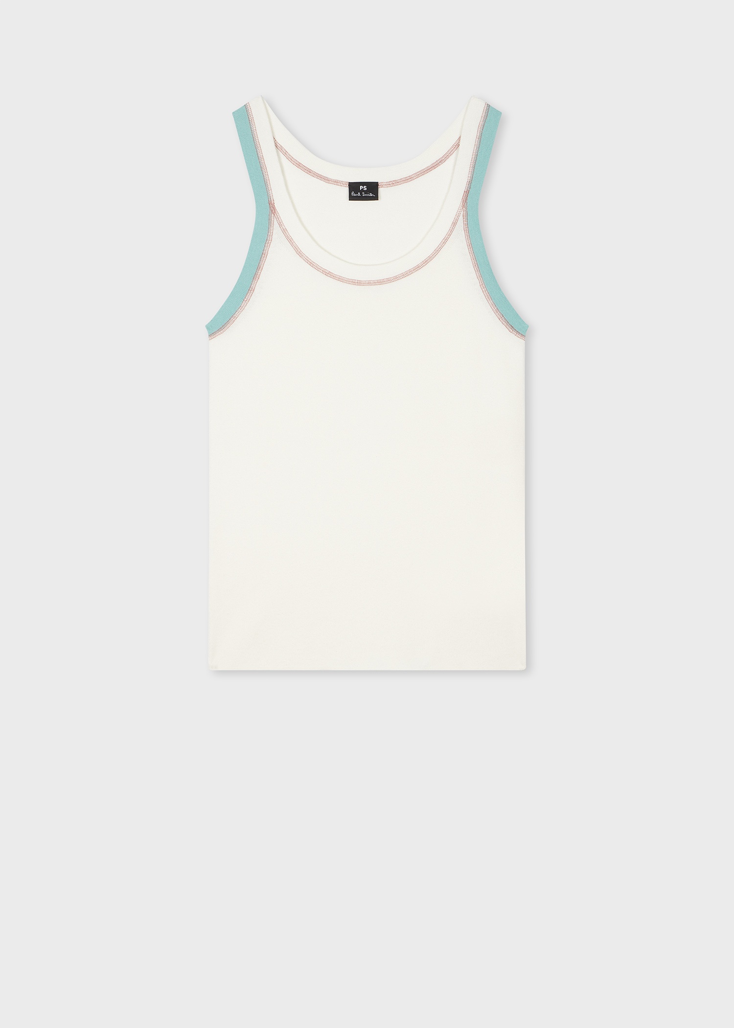 Women's Ivory Cotton Contrast Overlock Knitted Vest - 1