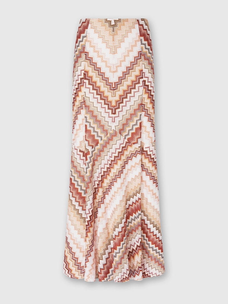 Long flared skirt with lamé serrated zig zag pattern - 1