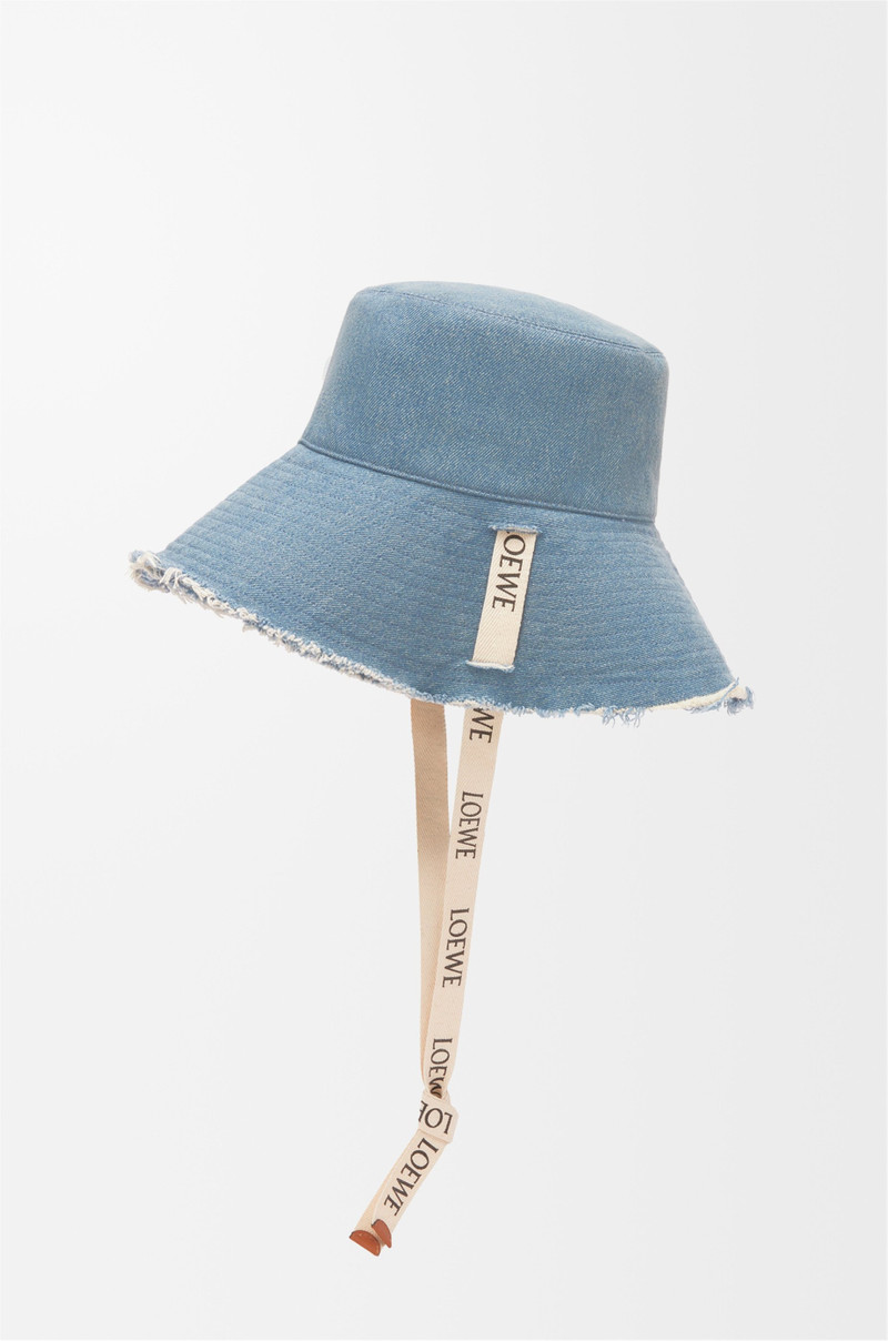 Frayed fisherman hat in denim and calfskin 4