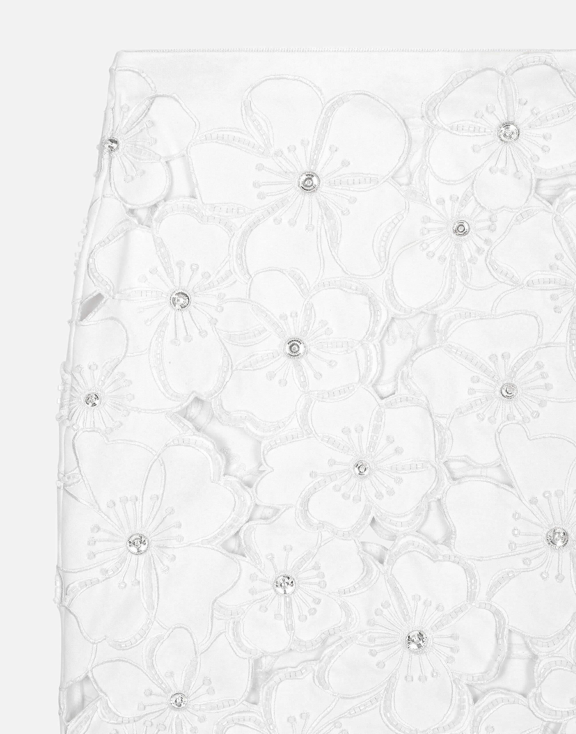 Cotton miniskirt with floral embroidery and rhinestone embellishment - 7