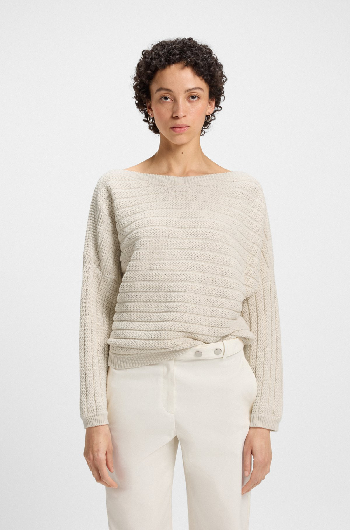 COTTON KNITTED JACKET WITH MIXED STRUCTURES - 2