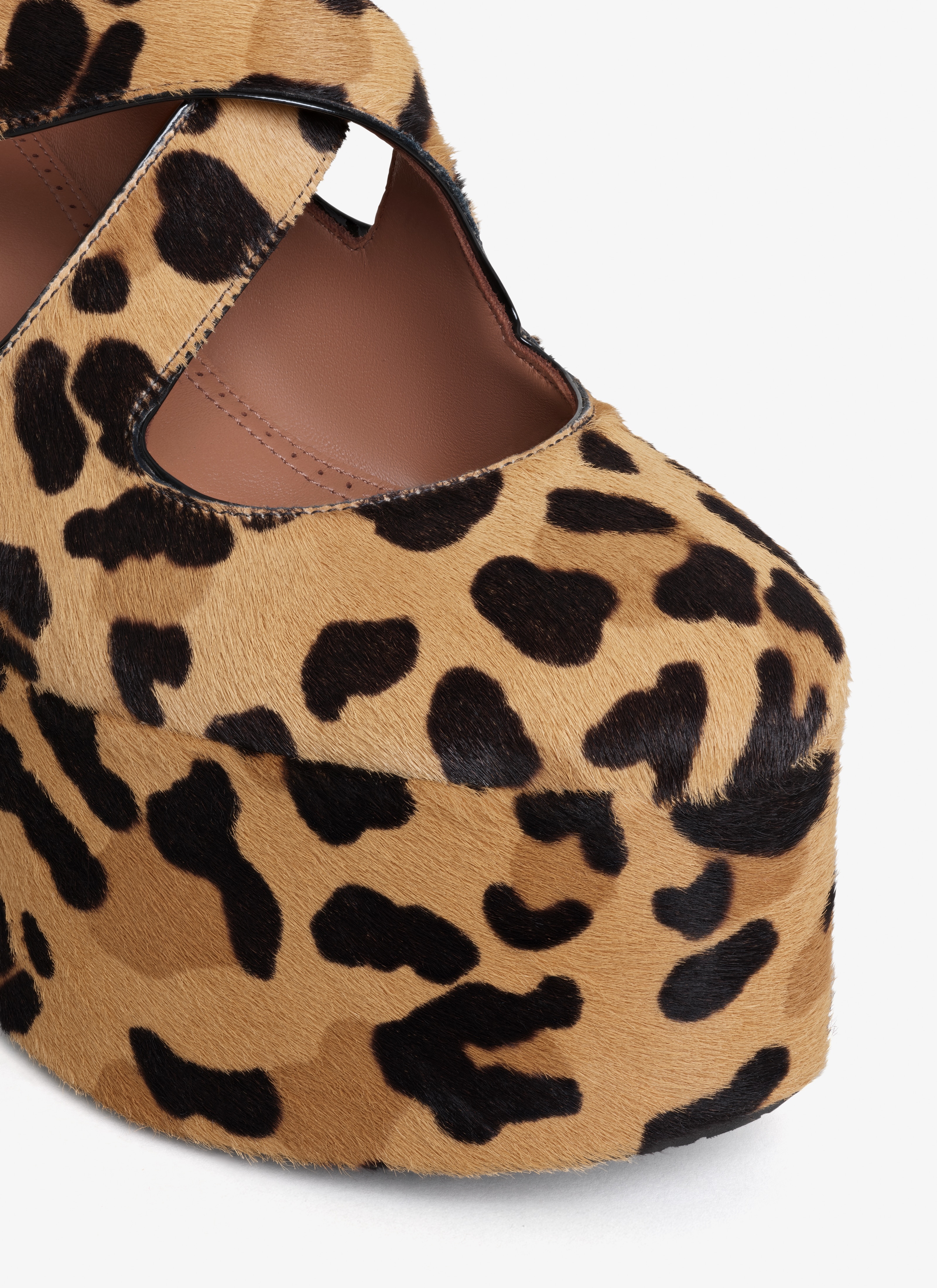 CRISS CROSS WEDGES IN LEOPARD HAIRCALF - 4