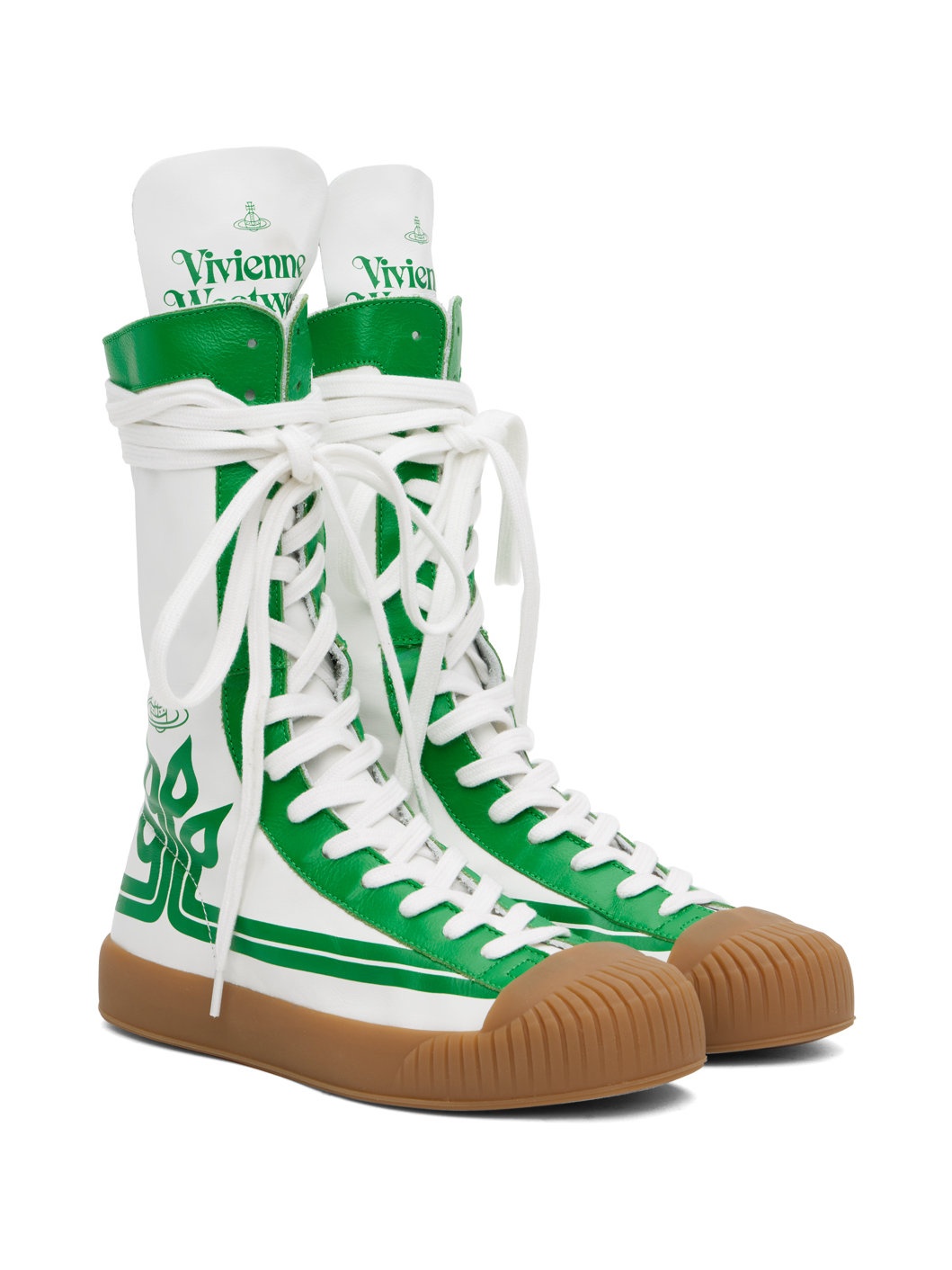 White & Green Boxing Sneakers - 4