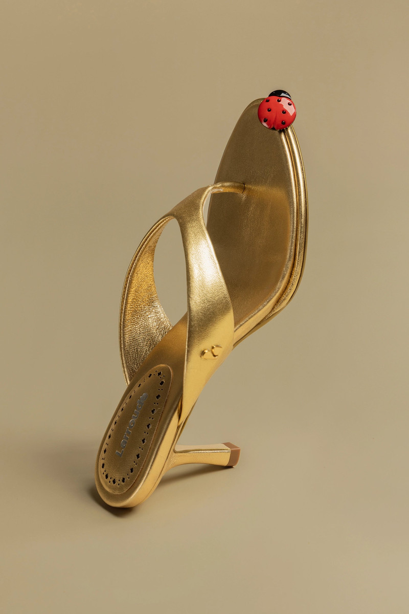 Larroudé Gaia Sandal In Gold Metallic Leather outlook