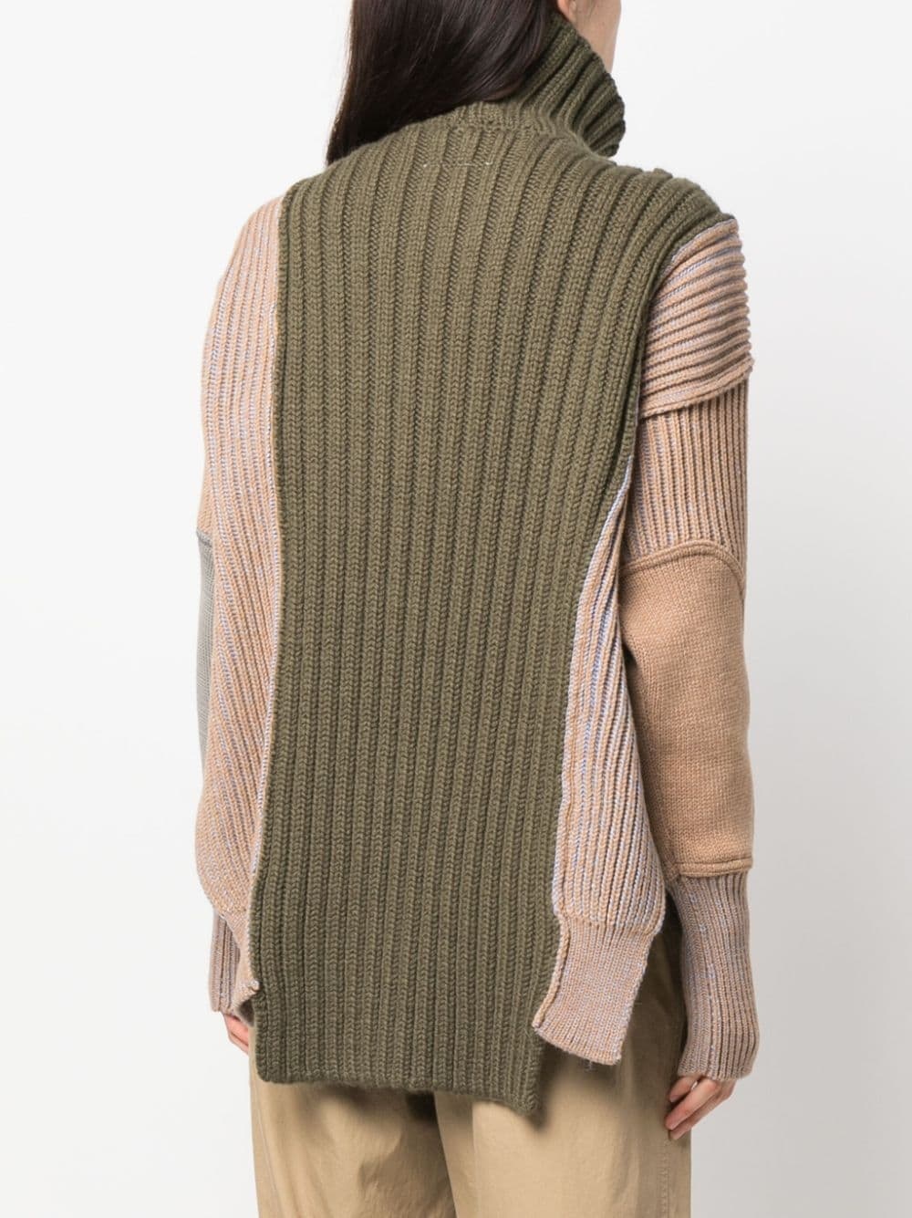 contrasting panel-detail chunky-knit jumper - 4