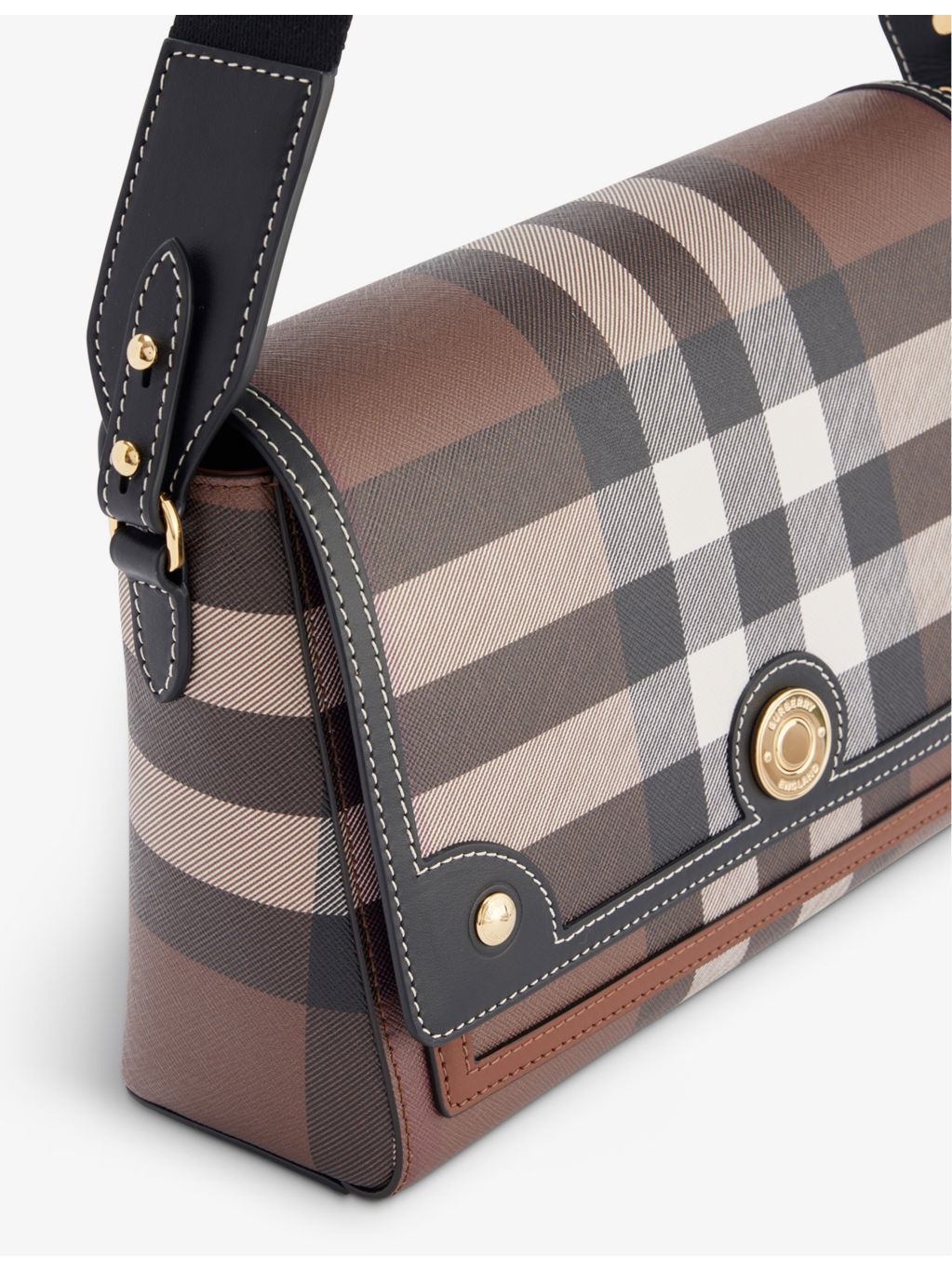 Note check-print coated cotton shoulder bag - 2