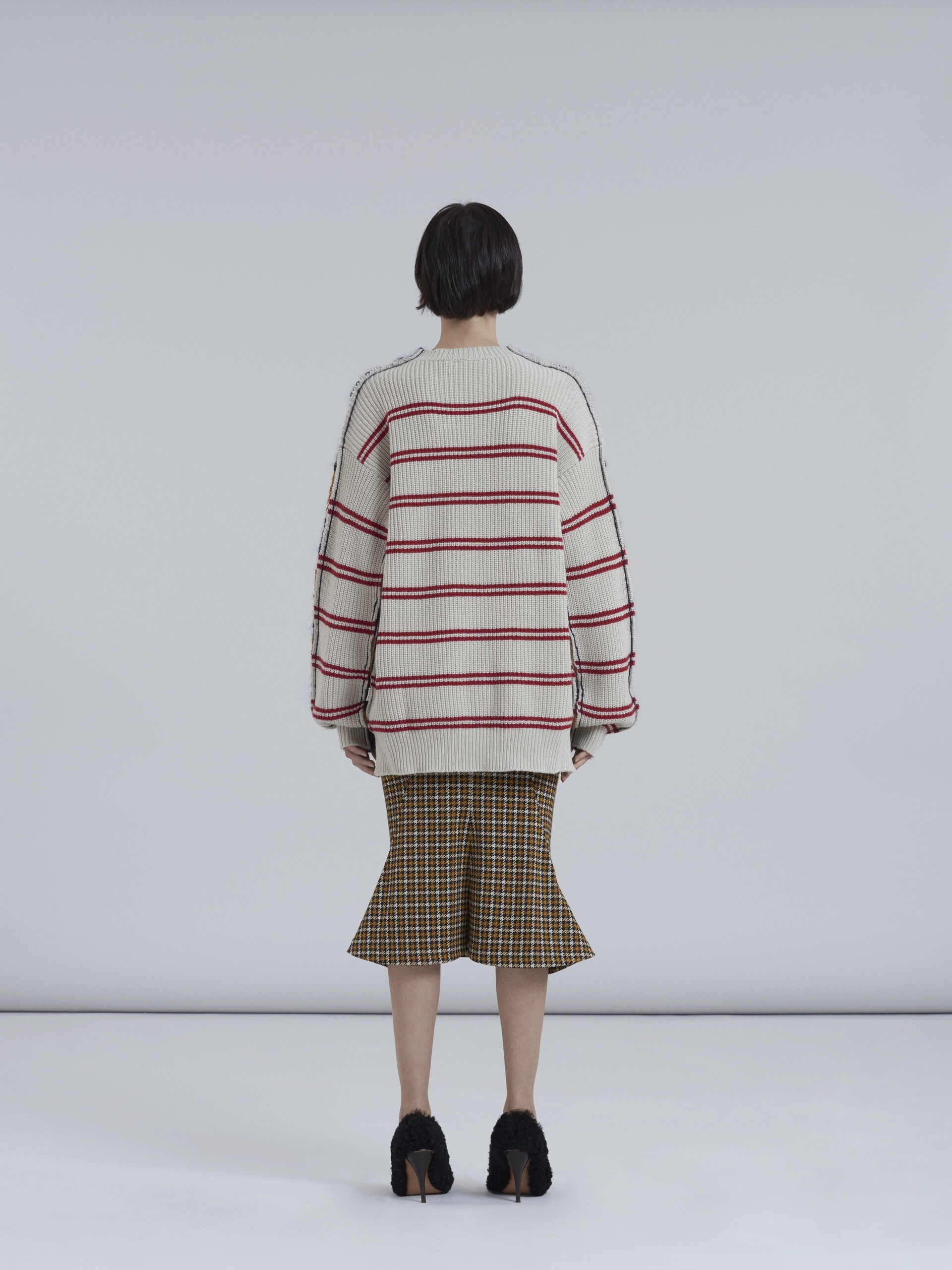 WOOL JERSEY AND CASHMERE GODET SKIRT - 3