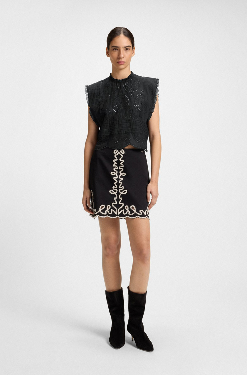 BOSS REGULAR-FIT BLOUSE IN COTTON BRODERIE WITH PLEAT DETAILS outlook